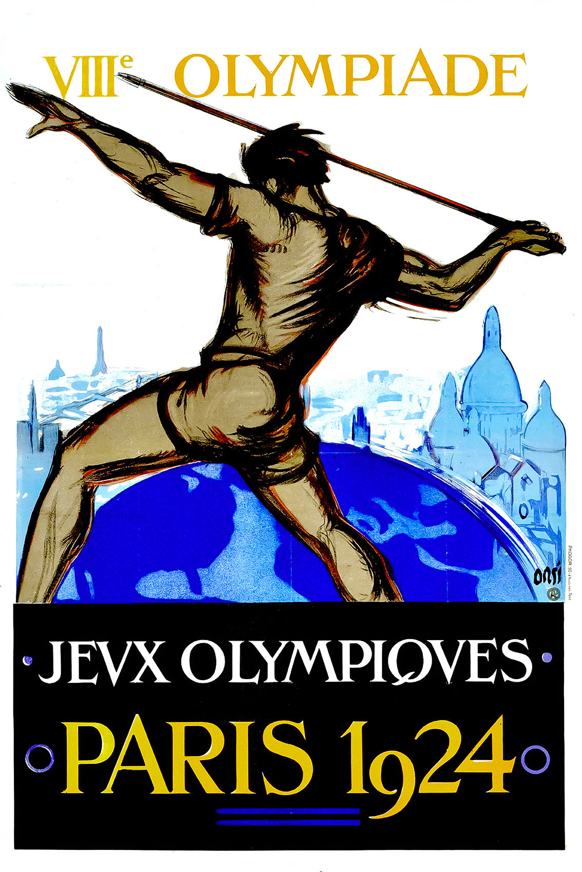 Affiche Officielle Jeux Olympiques Paris 1924 (Centenaire)