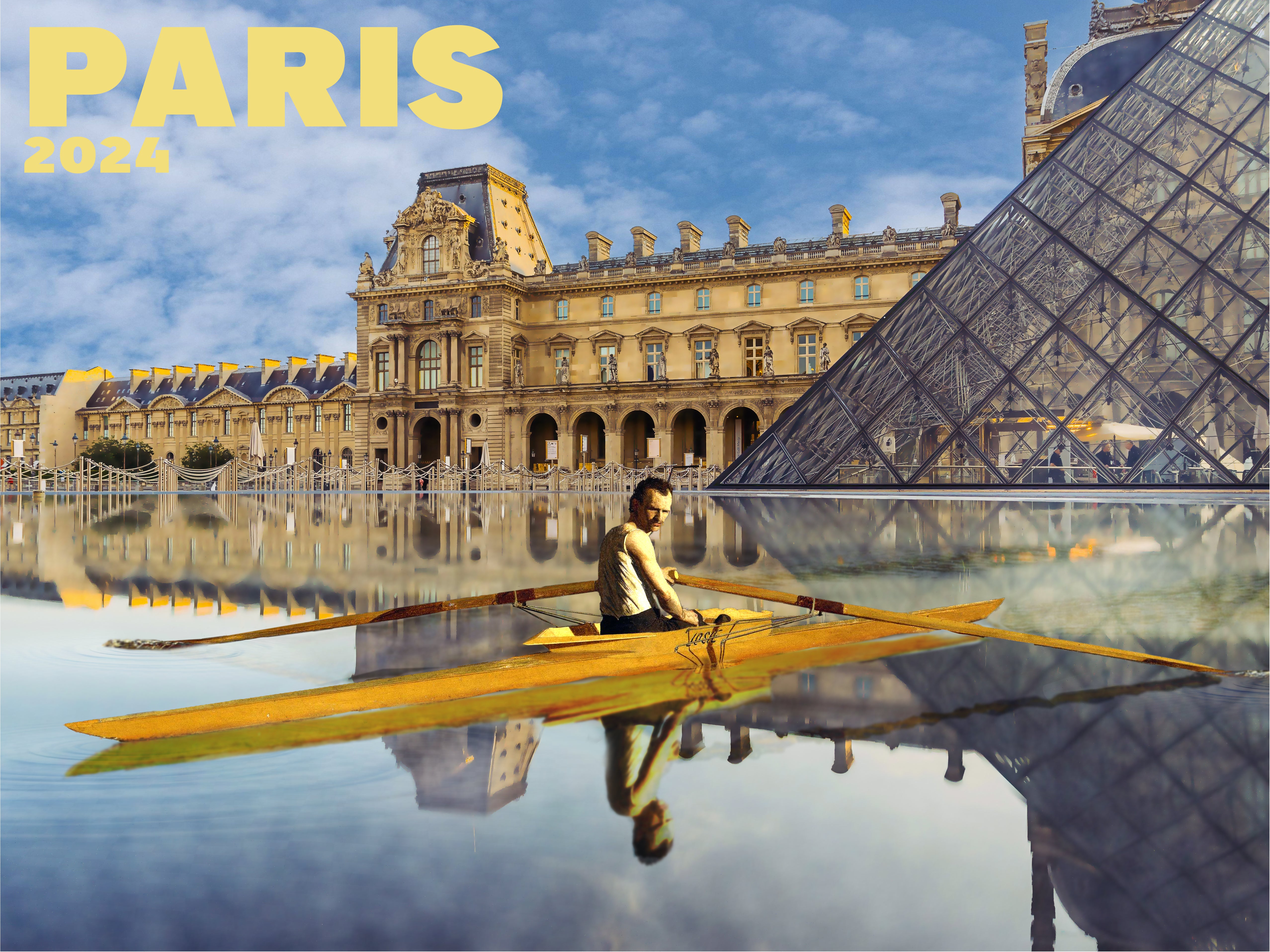 Aviron de Caillebotte dans les bassins du Louvres, Paris