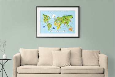 Carte du monde - Peoples and animals of the world
