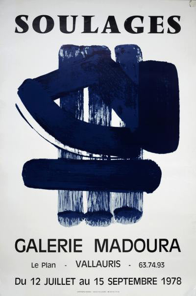 Soulages, Pierre. Affiche d'exposition Galerie Madoura