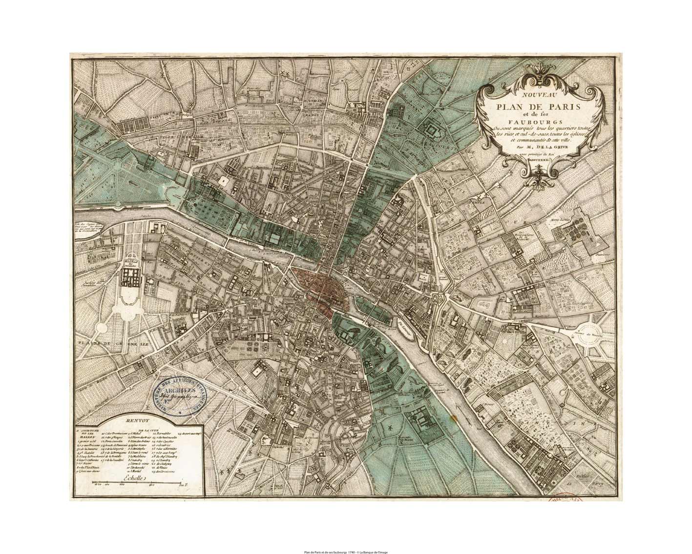 Plan de paris et ses faubourgs en 1740