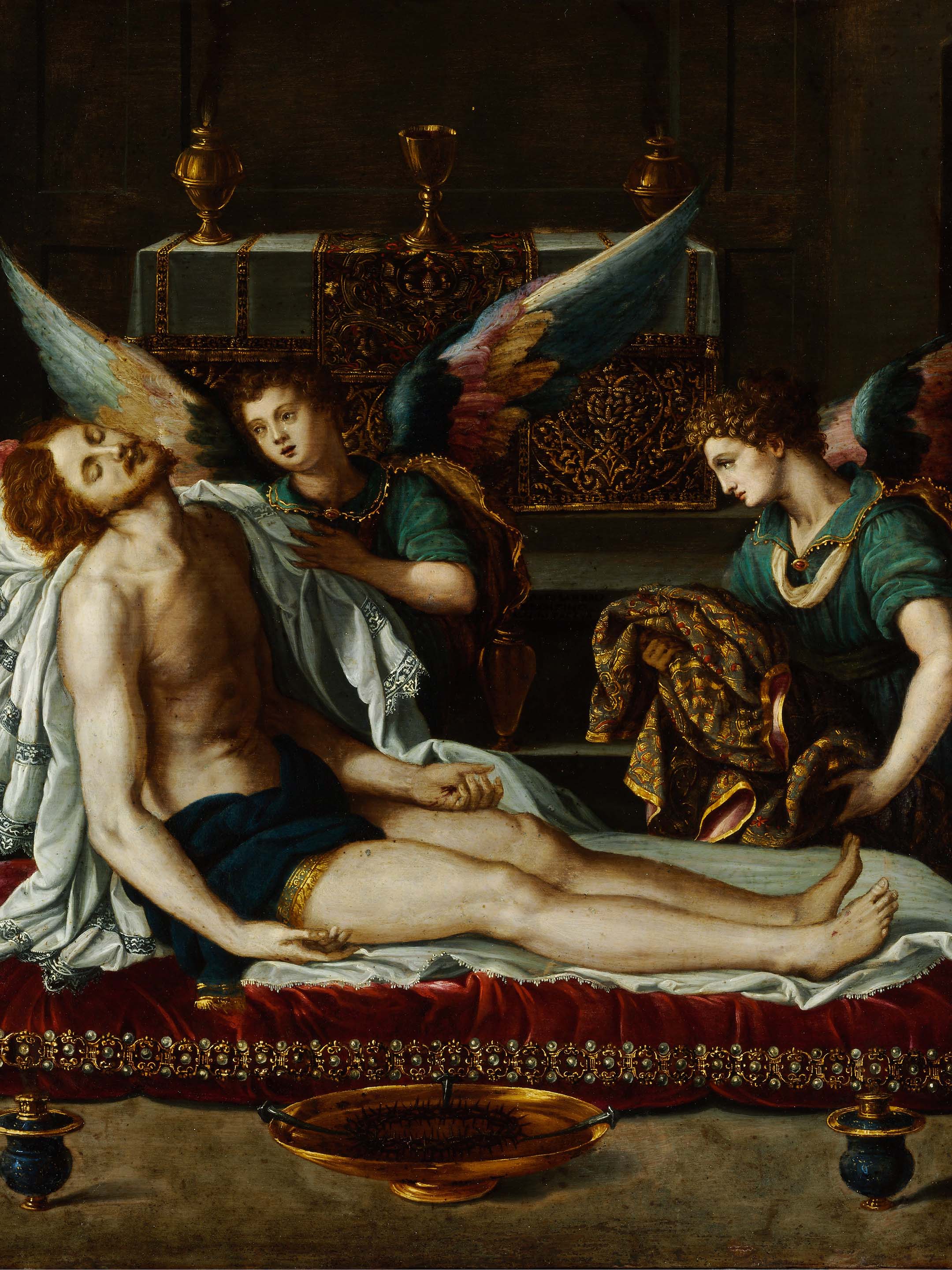 Alessandro Allori - The Body of Christ Anointed by Two Angels