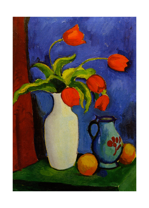 Macke August - Tulipes rouges dans un vase blanc