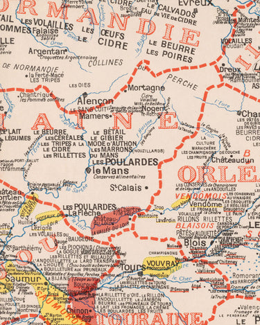 Carte Gastronomique Vinicole France 1932