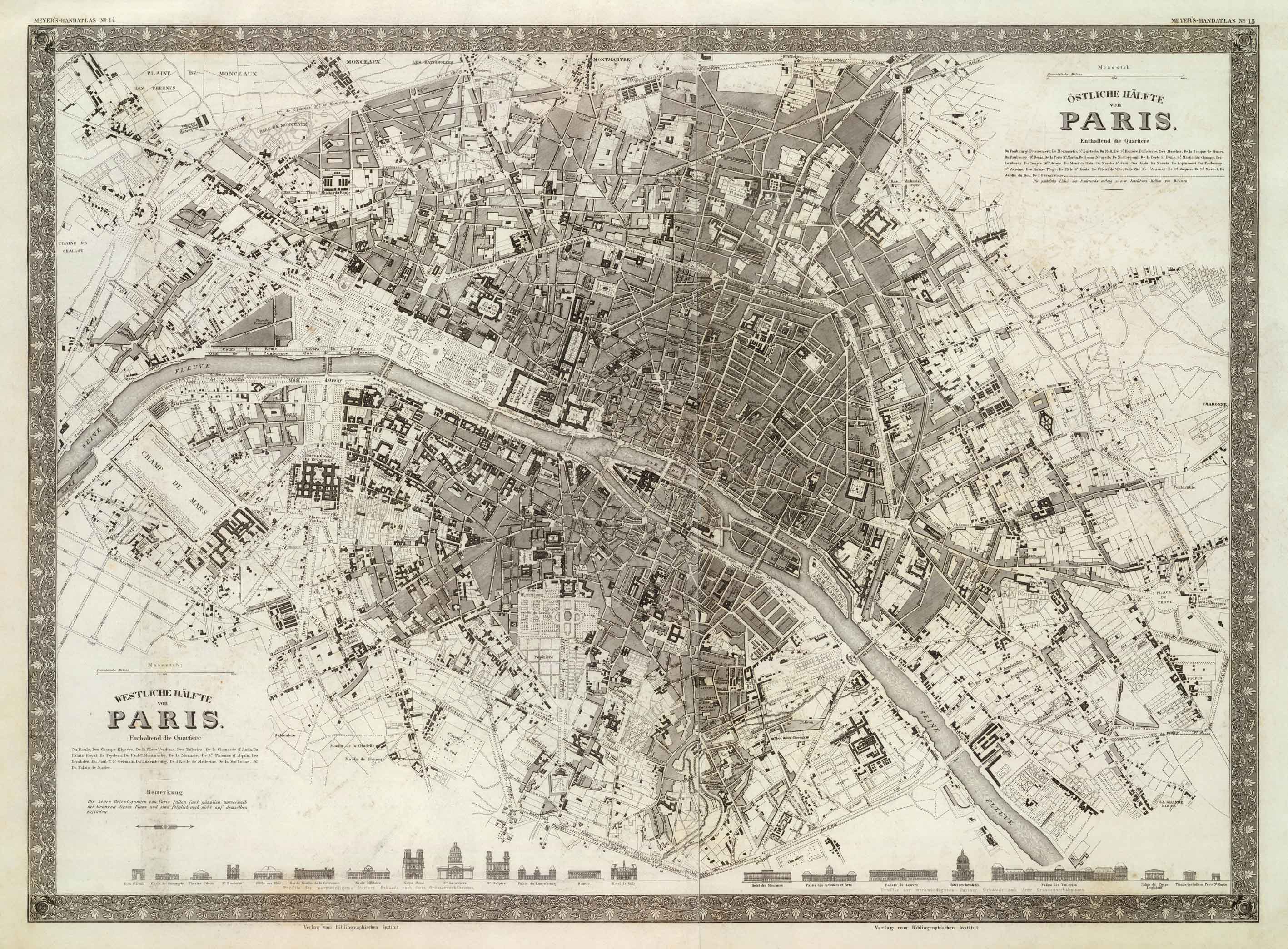 Carte Paris 1860 Joseph Meyer