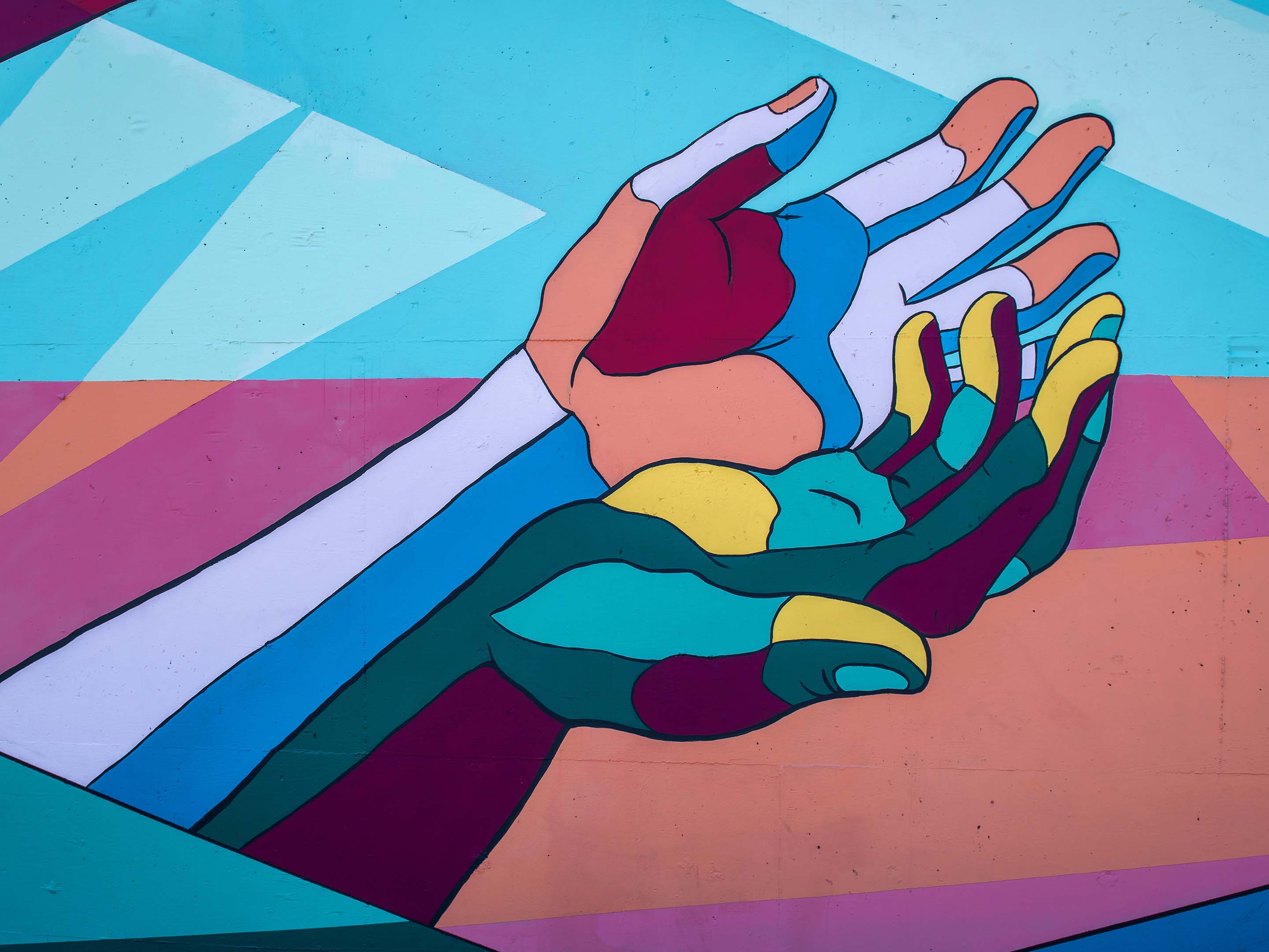 Street Art - mains colorées